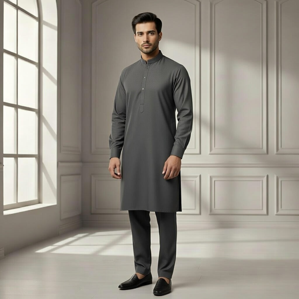 Super Soft Toyobo Gold Wash & Wear Men's Unstitched Suit (4 Meter) - Charcoal Grey