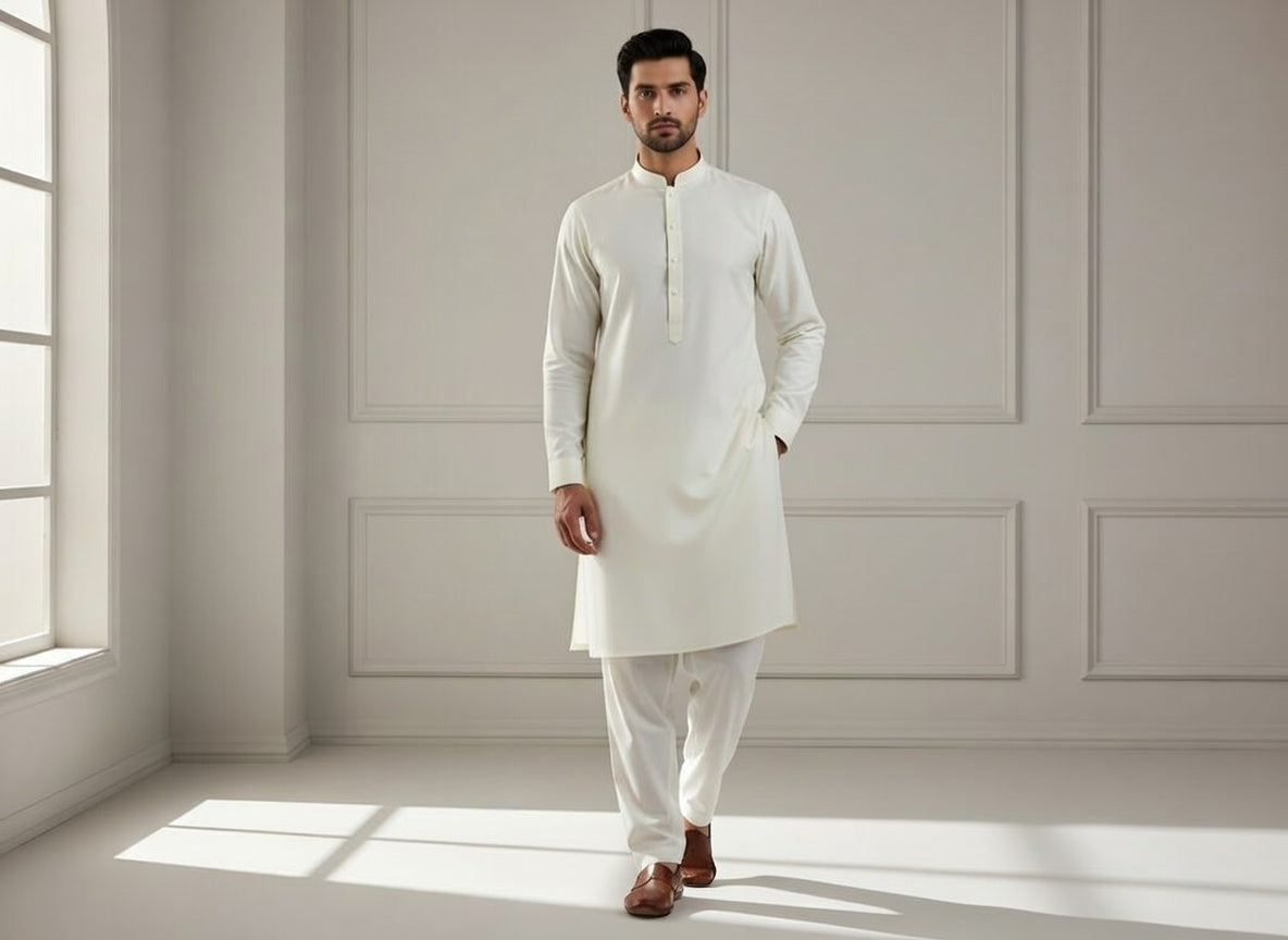 Super Soft Toyobo Gold Wash & Wear Men's Unstitched Suit (4 Meter) – Off White