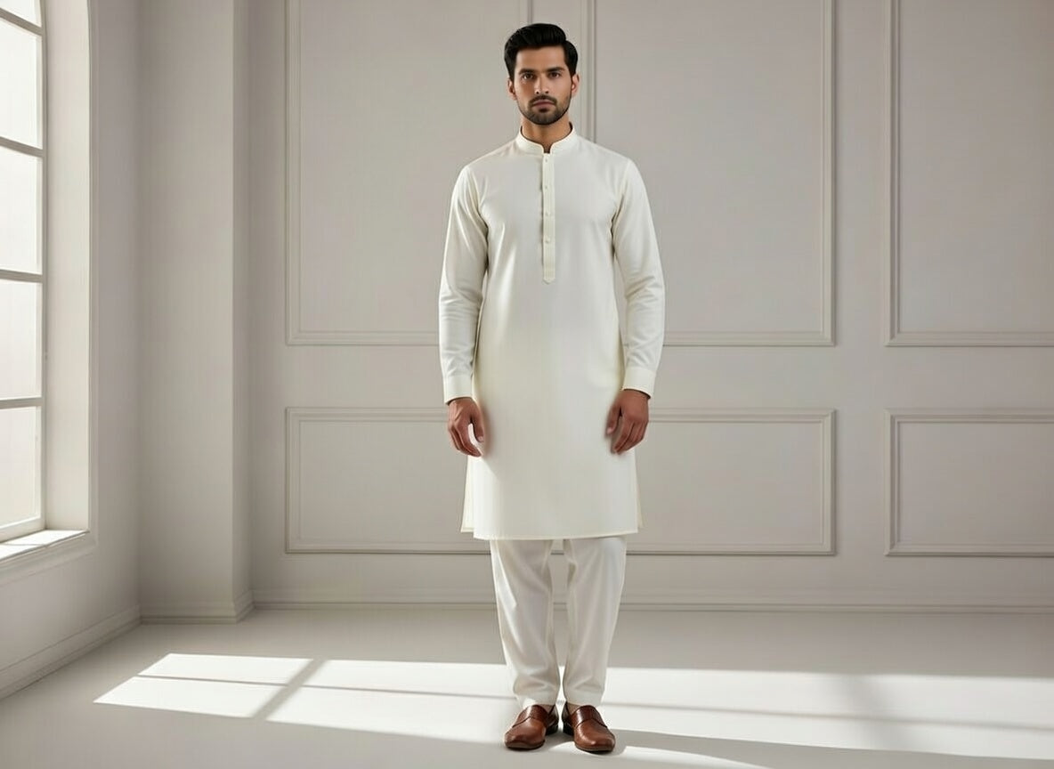 Super Soft Toyobo Gold Wash & Wear Men's Unstitched Suit (4 Meter) – Off White
