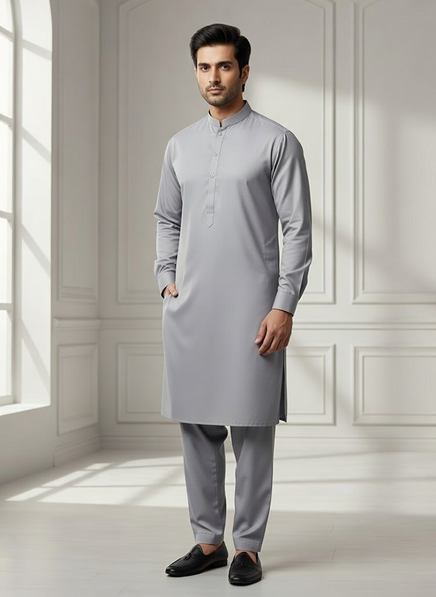 Super Soft Toyobo Gold Wash & Wear Men's Unstitched Suit (4 Meter) - Silver Grey