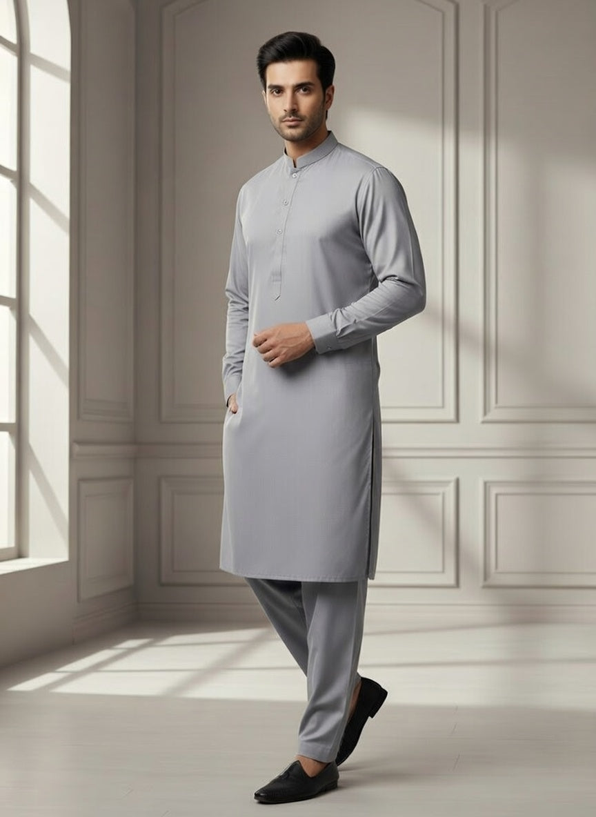 Super Soft Toyobo Gold Wash & Wear Men's Unstitched Suit (4 Meter) - Silver Grey