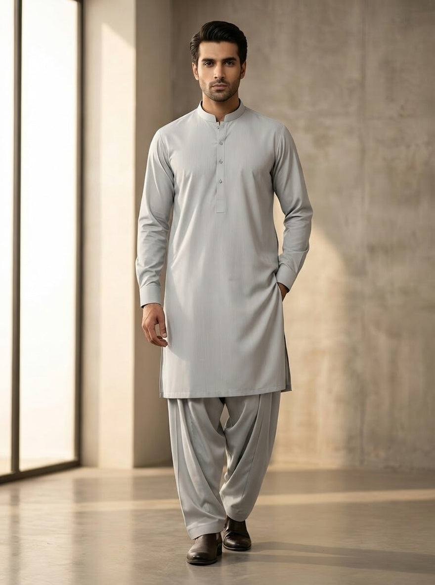 Super Soft Toyobo Gold Wash & Wear Men's Unstitched Suit (4 Meter) - Light Grey