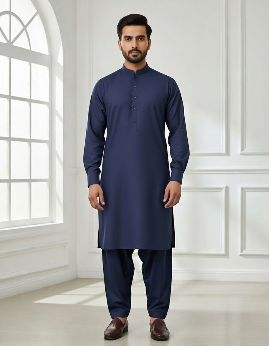Super Soft Toyobo Gold Wash & Wear Men's Unstitched Suit (4 Meter) - Blue